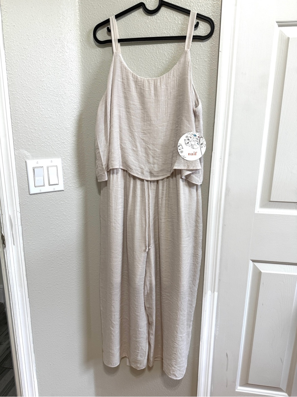 NAIF Beige Linen-Blend Jumpsuit Romper